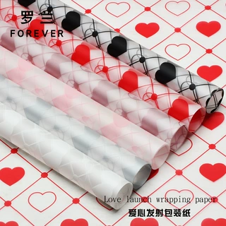 罗兰工厂批发爱心发射防水包装纸小清新花束包装纸花店花艺资材