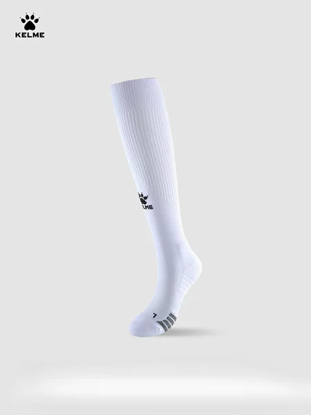 KELME men's long tube soccer socks, designed for teenagers and adults, suitable for professional matches, featuring sweat-wicking, wear-resistant, and anti-slip properties