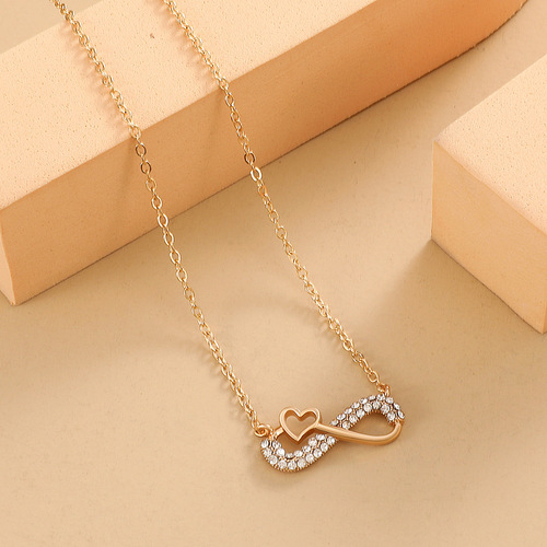 Infinity Love 8-Character Necklace | Wish European & American Style, Trendy 8-Word Heart Pendant, Exquisite Zircon Clavicle Chain
