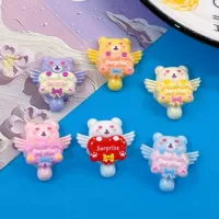 Мультяшные блестящие крылья маленький медведь сливочное фруктовое мороженое чехол для обуви застежка для волос для воды чашка наклейки DIY смола фитинги