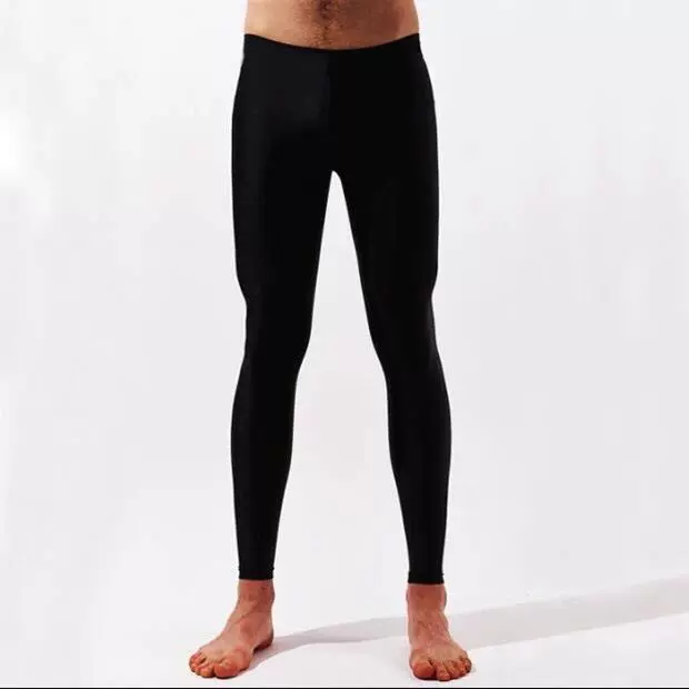 男士长腿泳裤大码浮潜泳装潜水冲浪纯黑色速干长裤女士泳裤游泳衣