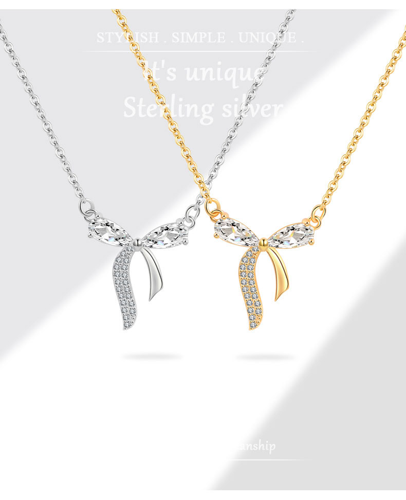 2g Weight 925 Sterling Silver Zircon Cable Chain Inlay Geometric Necklace