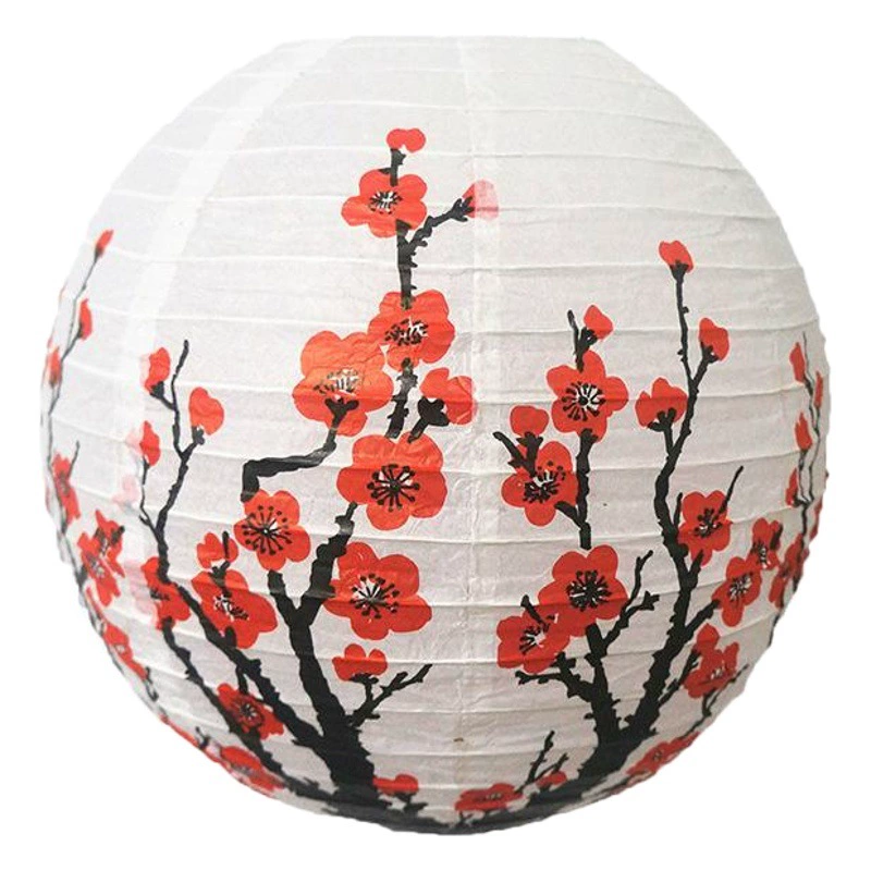 Китайский стиль сливы цветок фонарь Весенний фестиваль ресторан отель антикварное украшение складной бумажный фонарь производители поставляют круглый абажур