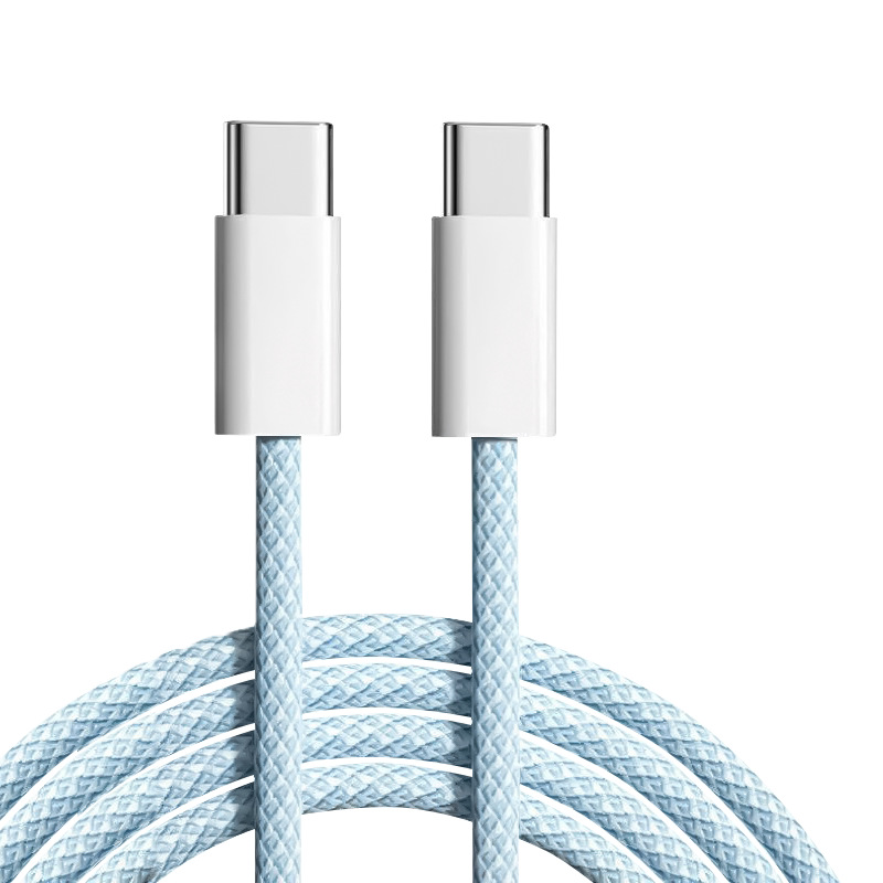 Cable de datos C-C adecuado para Apple 17, cable de carga tipo C de doble extremo, cable de carga rápida trenzado para teléfono móvil 15, cable de datos C-C