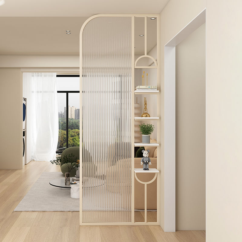 Changhong Tempered Glass Partition for Entryway, Bathroom, Sofa Side Screen, Metal Frame, Modern Minimalist Home Use