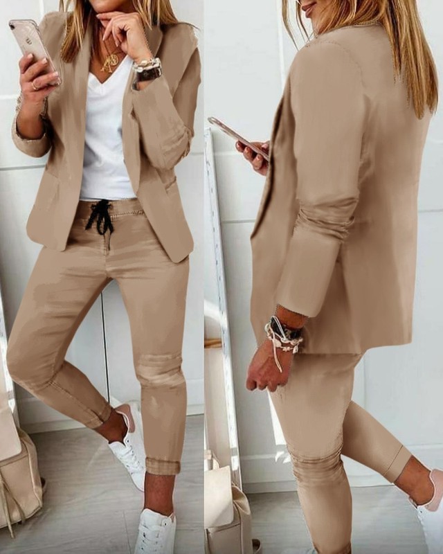 ヨーロッパとアメリカのクロスボーダー願いアマゾン独立ステーション AliExpress 新しいカジュアルファッションスーツスーツ婦人服スーツ|undefined