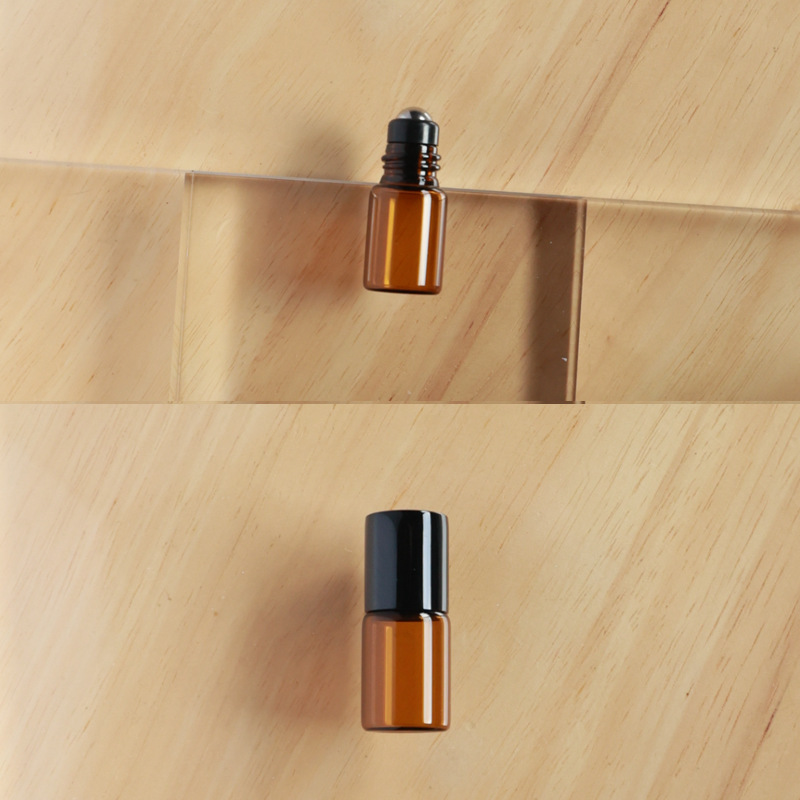 Botella roll-on para aceites esenciales cosméticos, botella marrón para aceites esenciales, botella transparente para reactivos, botella roll-on de vidrio, botella de perfume ámbar.