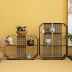 Bamboo hollow Bogu rack storage rack household tea set storage collection rack display rack small tea pavilion Duobaoge