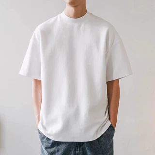 美式重磅纯棉T恤日常简约时尚百搭基础复古短袖男士宽松圆领半袖