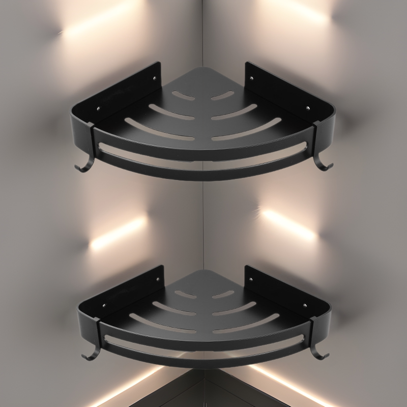 Weimeiyijia Space Aluminum Bathroom Accessories Bathroom Corner Double-Layer Triangle Basket Storage Rack Nail-Free