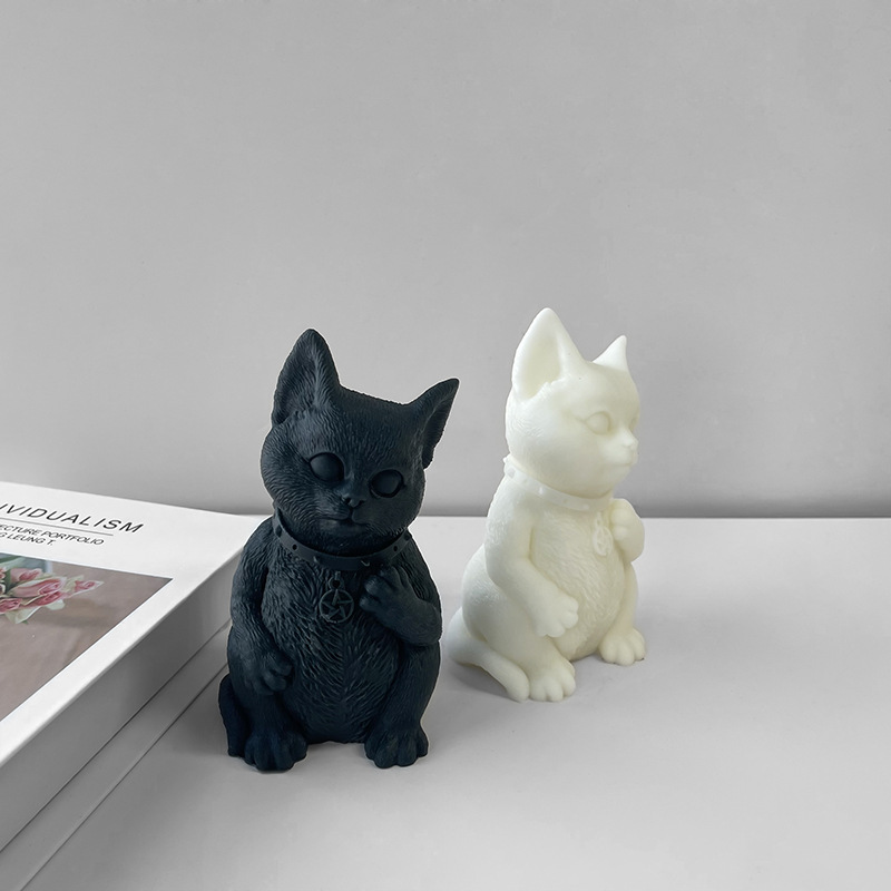 Jiahuimei silicona molde gatito aromaterapia vela molde DIY animal gatito hecho a mano jabón yeso epoxi herramienta abrasiva