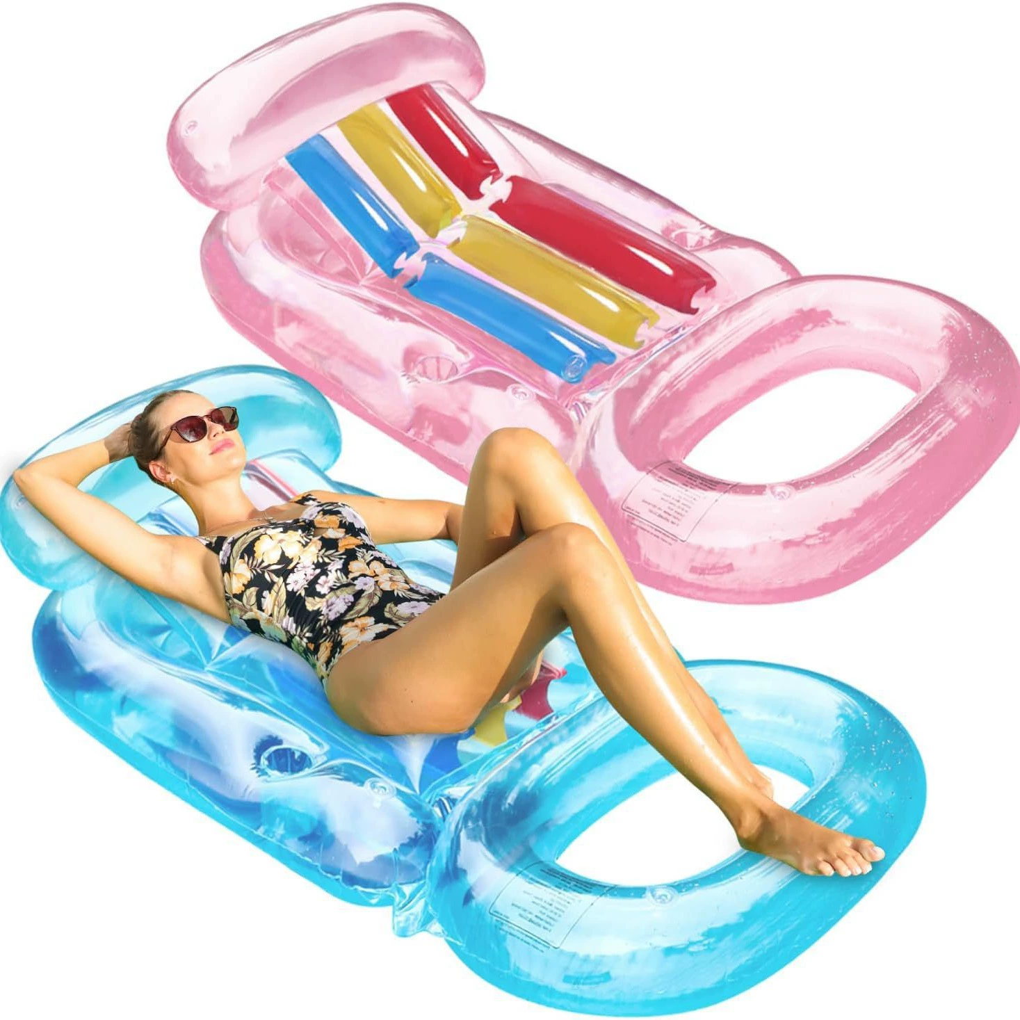 Надувной прозрачный шезлонг для взрослых спинки плавательного кольца сетчатый чехол для затенения сиденья сетчатый гамак надувные отверстия для плавающих рядов