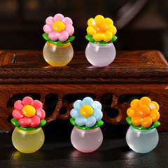マイクロ風景装飾品発光小さな花植木鉢ガーデニング造園ホームカーレジン diy クラフト装飾装飾品