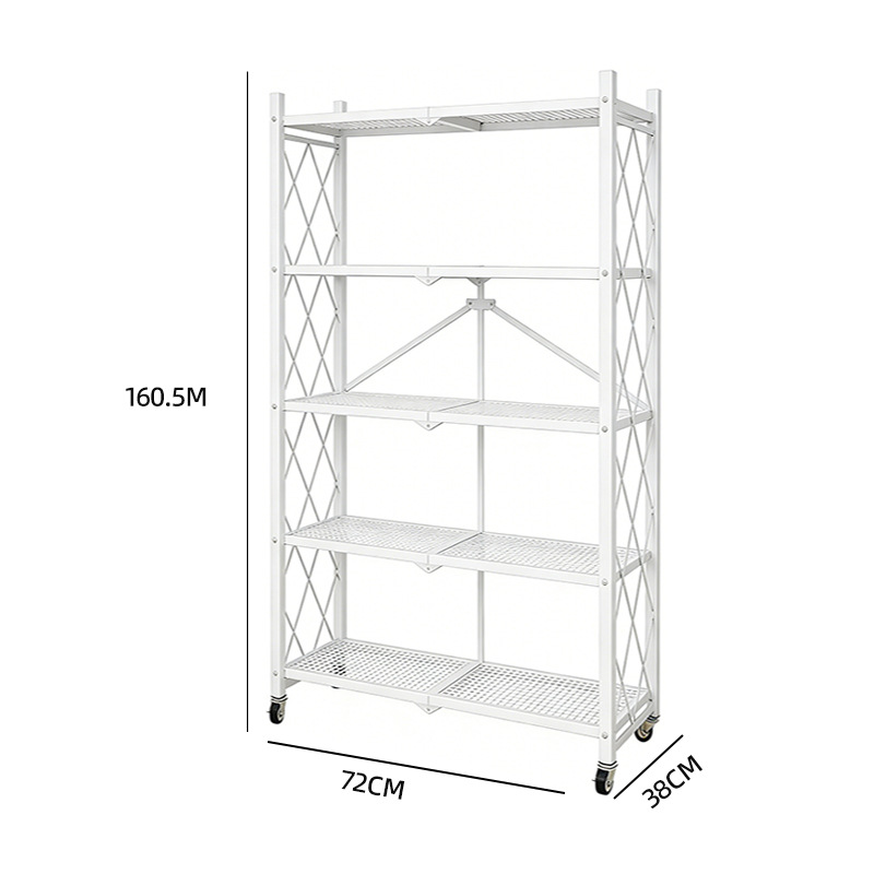 Estante de almacenamiento plegable de cocina sin instalación Estante de acabado de piso multicapa Estante de almacenamiento de horno de microondas transfronterizo doméstico