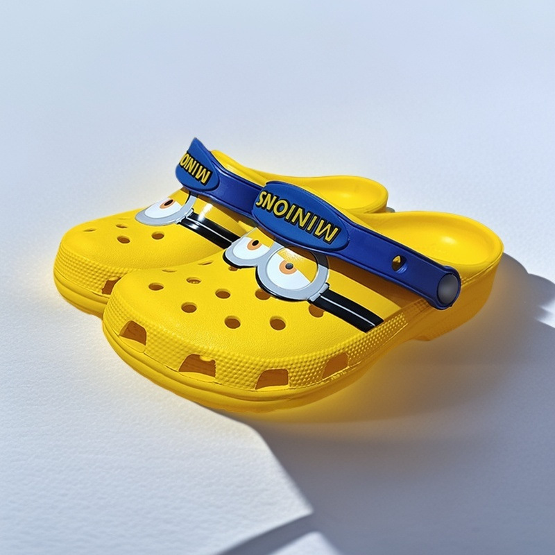 Cross Children's Clogs Minions Pikachu with Logo Closed-Toe Unisex Non-Slip Soft Beach Slippers Available for Wholesale