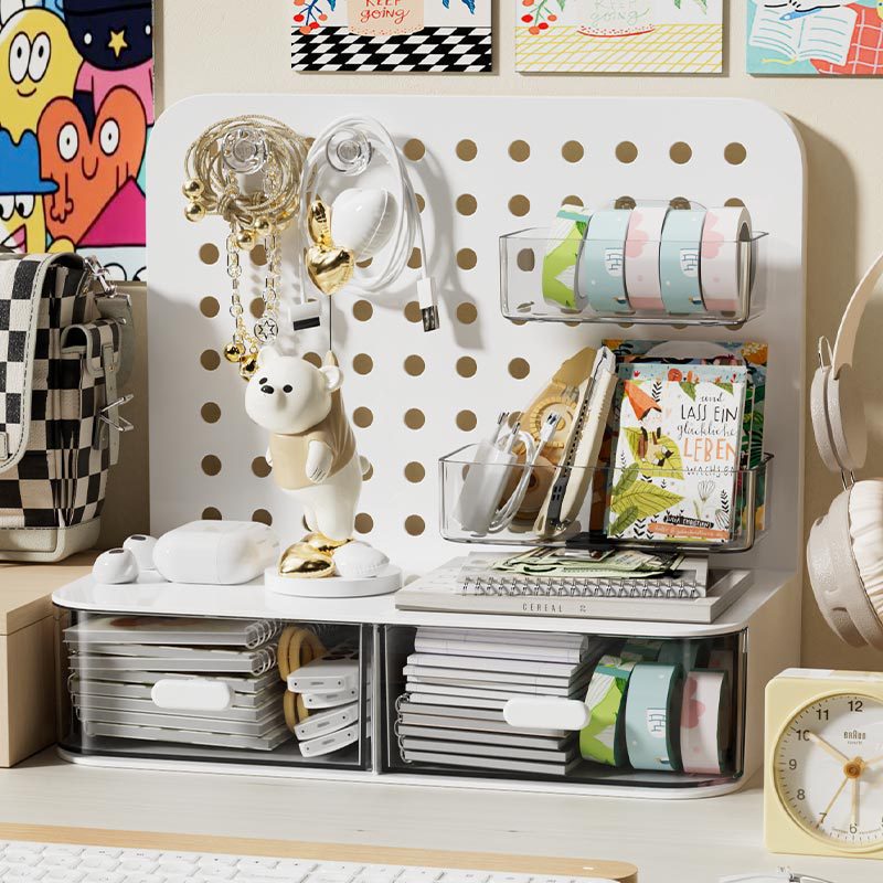 Perforated Board Desktop Vertical Storage Rack Bedroom Home Dormitory Study Table Organization Student Desk Storage Partition