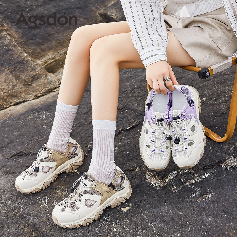 Augustion sandalias deportivas al aire libre para mujer 2025 nuevo verano hueco casual plataforma vadeo zapatos de montaña