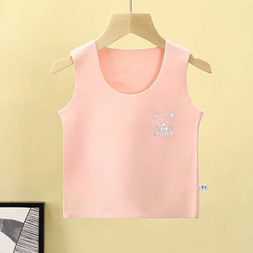 Children's warm vest winter close-fitting seamless vest for boys and girls double-sided terry lining inside baby autumn top
