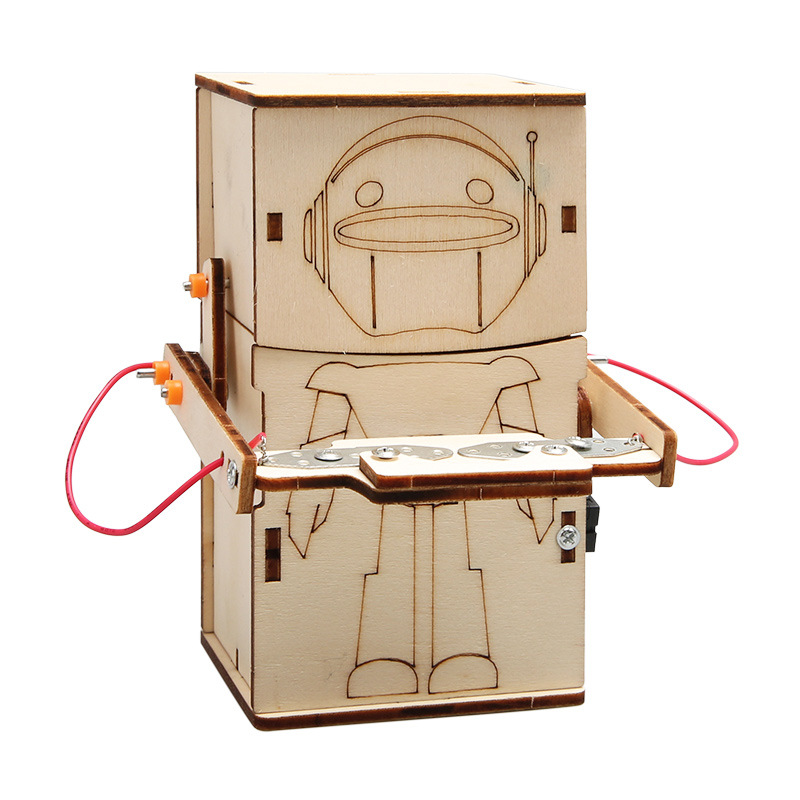 Coin-tragar robot modelo escuela primaria estudiante tecnología pequeña producción niños ciencia pequeño experimento hecho a mano juguete material paquete