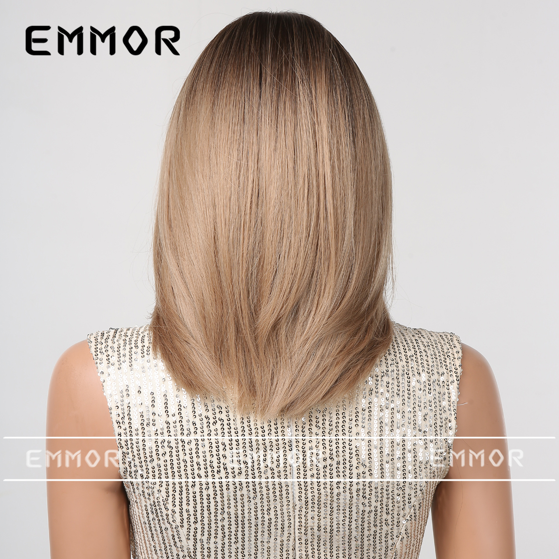 Peluca nuevo estante flequillo de ocho caracteres en capas Cabello de clavícula marrón micro volumen reparación facial seda de alta temperatura fibra química sombrerería