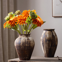 景德镇陶瓷花瓶复古手工做旧禅意侘寂风摆件客厅插花高级感粗陶罐