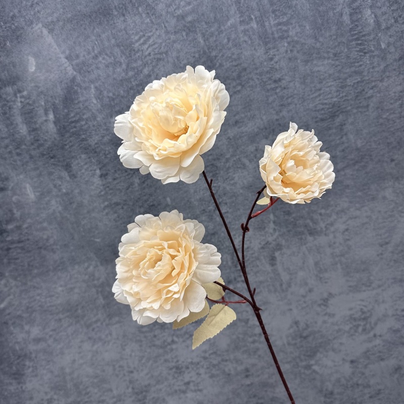 Simulación de 3 cabezas de flores de peonía de durazno en el hogar decoración de la boda accesorios de disparo decoración de flores falsas hechas a mano al por mayor