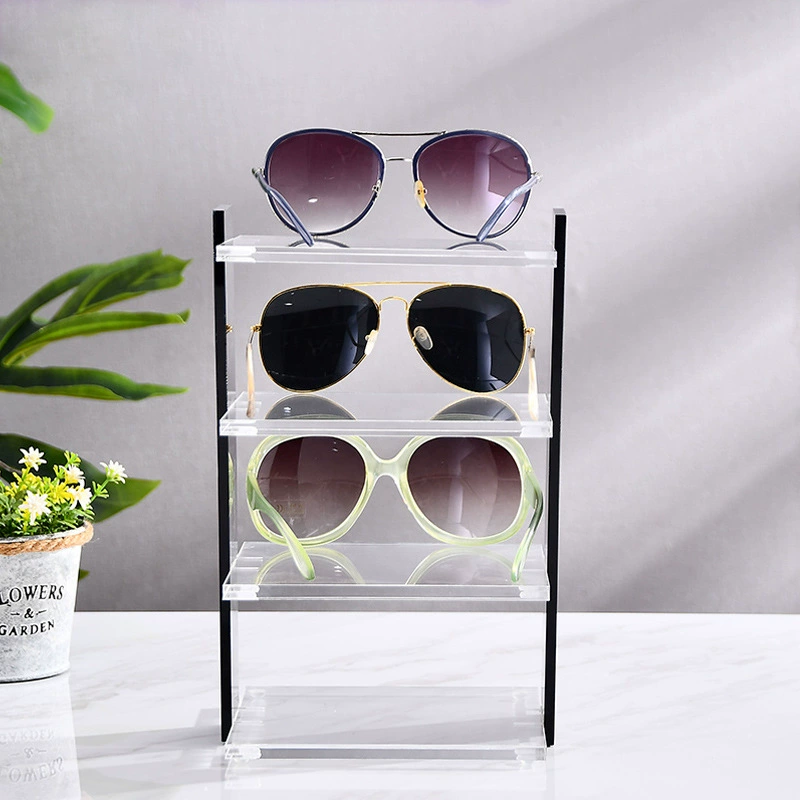 High-end transparent acrylic glasses, stand stainless steel, storage system solar-powered, sunglasses