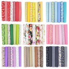 7色の布の組み合わせの平織りの布の綿の花の格子の波の点の手作りのdiyの綿布の卸売りの小さい布の頭の布地