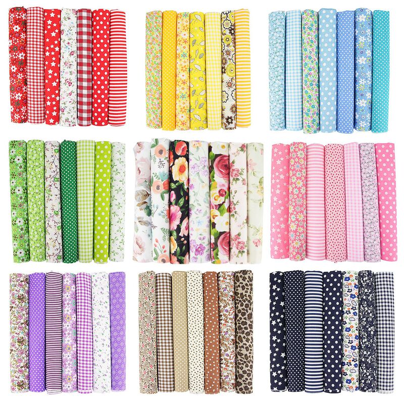 7-color patchwork cloth set plain cloth cotton floral Plaid polka dot handmade diy cotton cloth wholesale small cloth head fabric