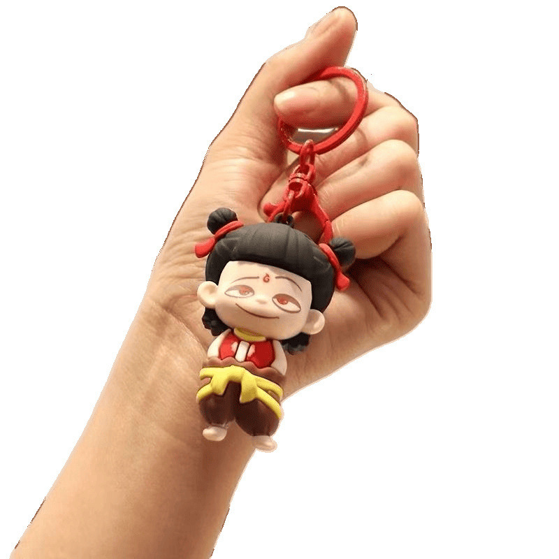 新しい立体ソフトプラスチック Ao Bing キーホルダーポータブルファッショナブルなかわいいアニメ Nezha 人形ペンダントバッグキーホルダー|undefined