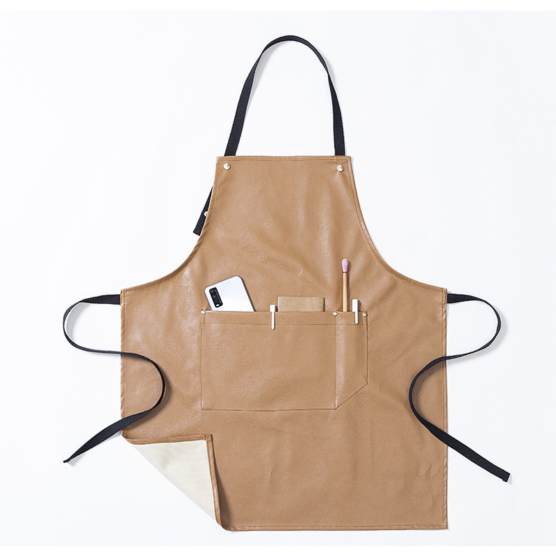 Delantal nórdico de los hombres y las mujeres de estilo coreano de la moda de cuero de la PU a prueba de aceite a prueba de agua trabajo hogar cocina Internet celebridad logotipo personalizado impresión