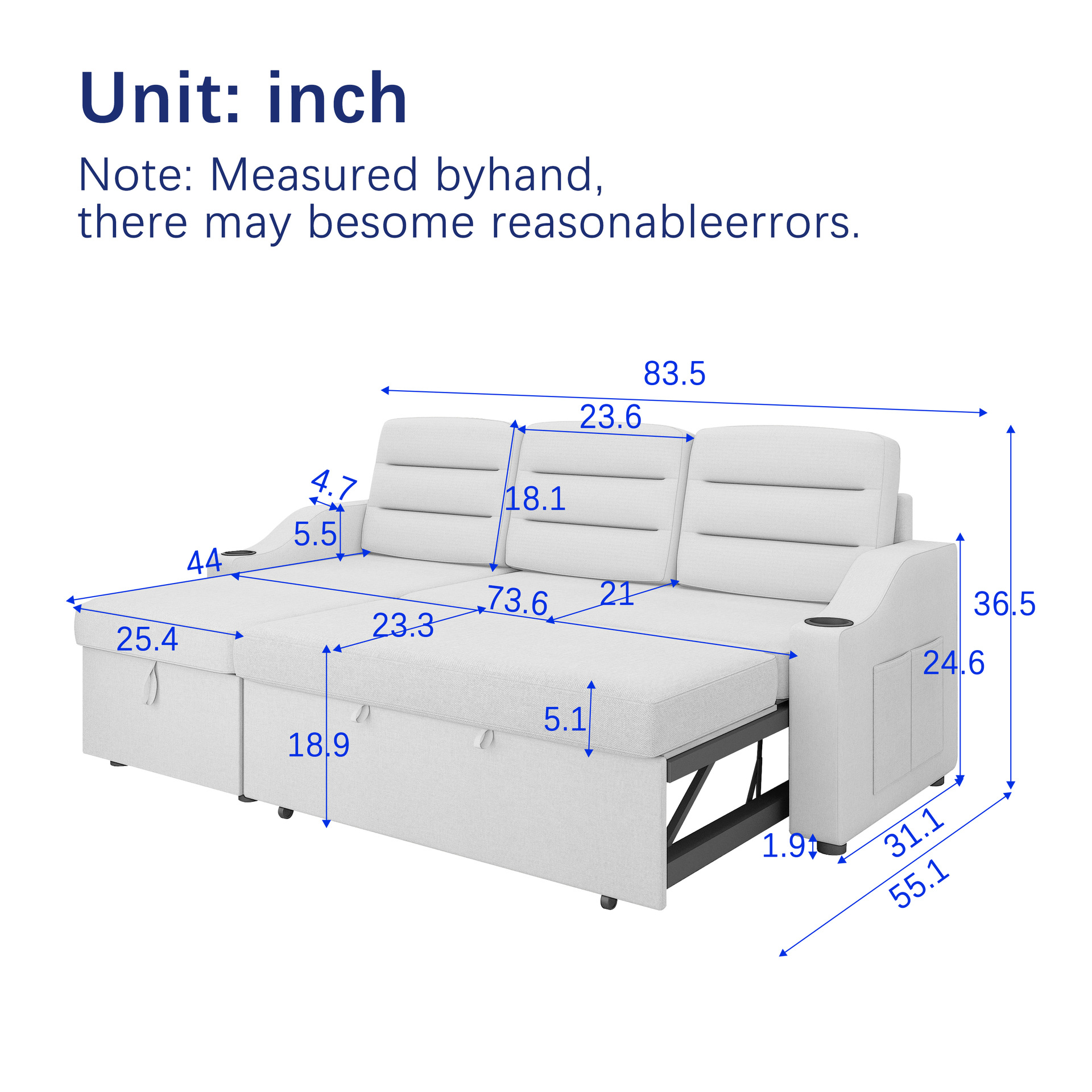 Sofá cama plegable de doble propósito estilo nórdico L-shaped esquina VIP multifuncional con cajón de almacenamiento