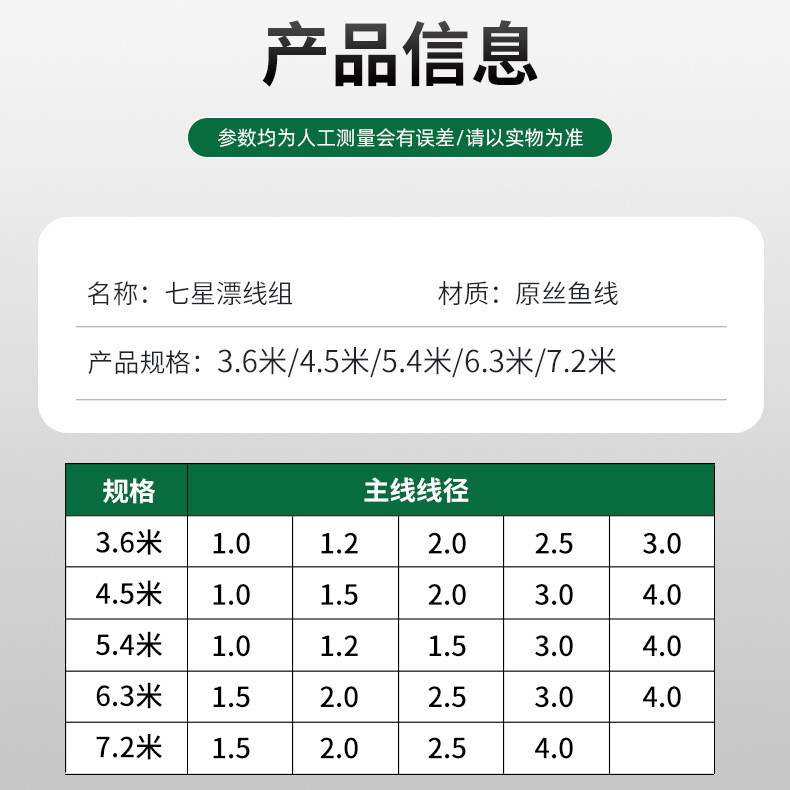 Seven-Star Drift Line Wholesale Fishing Single Hook Double Hook Floating Bobber Fishing Line Set Fishing Hook Set Complete Ready-to-Tie