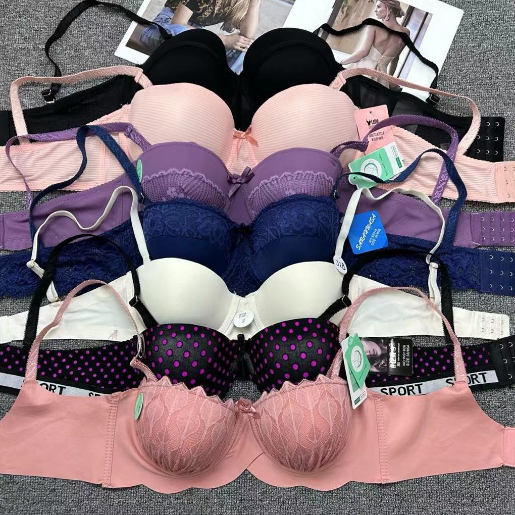 Mixto de marcas europeas y estadounidenses del sudeste asiático, ropa interior de damas con anillo de acero, encaje liso, sujetadores mixtos lotes