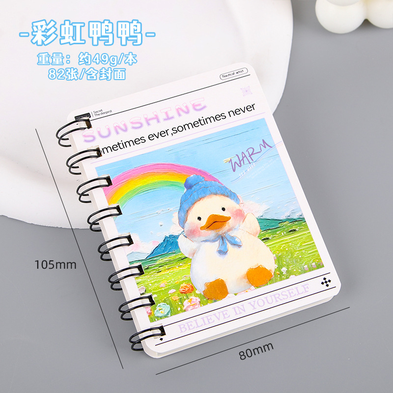 Creativo Panda bobina de dibujos animados de estudiantes A7 side flip bolsillo portátil cuaderno de notas papelería al por mayor