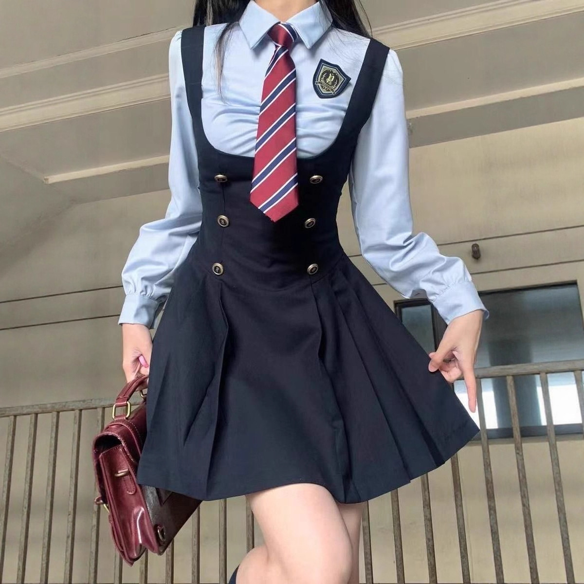 Cosmic Halo Original College Style Dress Women's Shirt Vest Dress American Uniform Slimming Jk Suit Dress