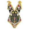 Yellow Totem Print Swimsuit