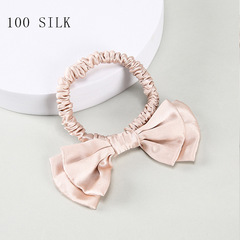 女生蝴蝶結紮頭髮發繩批發 跨境新品16姆米1cm桑蠶絲真絲髮圈禮品