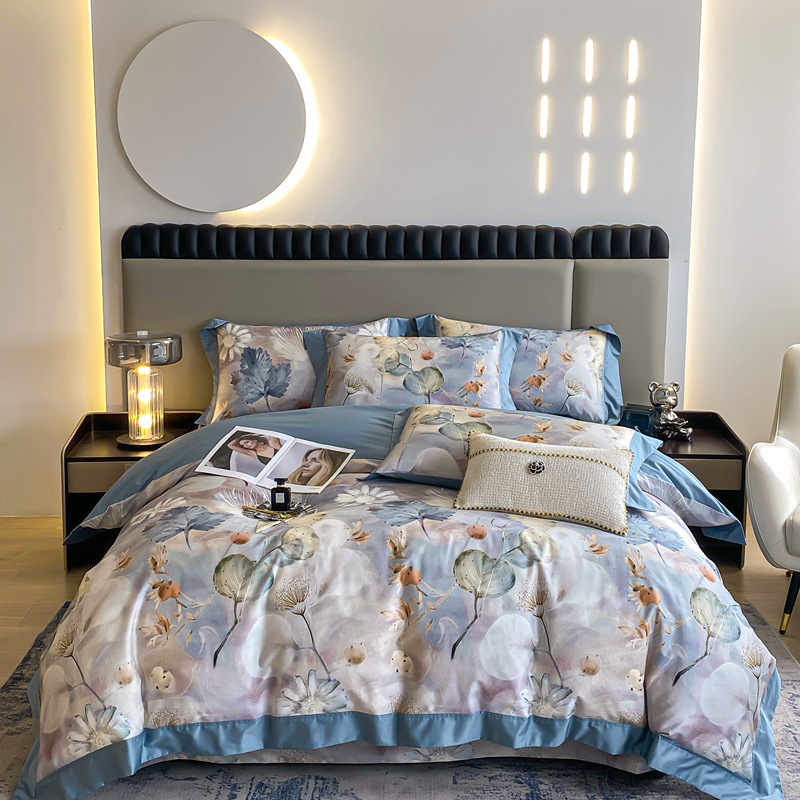 100 xinjiang algodón de lana larga impresión digital de cuatro piezas de sábanas de cama de algodón tipo a cuatro piezas de sábanas