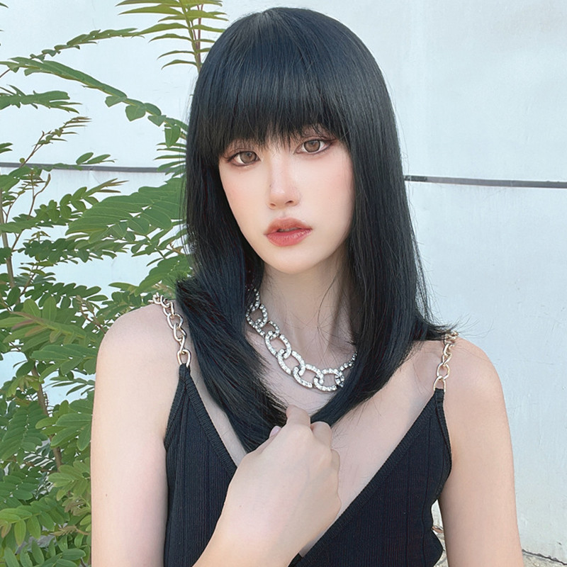 Women's Fashion Street High Temperature Wire Bangs Long Straight Hair Wigs display picture 3