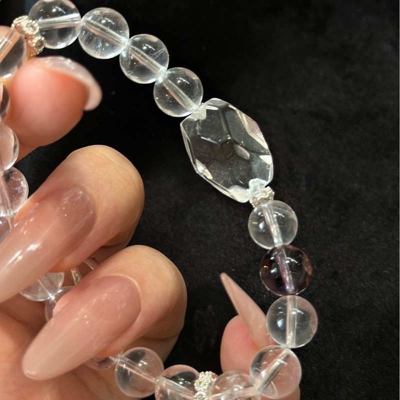 巧恩珠宝天然白水晶随形紫水晶蓝针圆珠水晶手链手串厂家直销|undefined