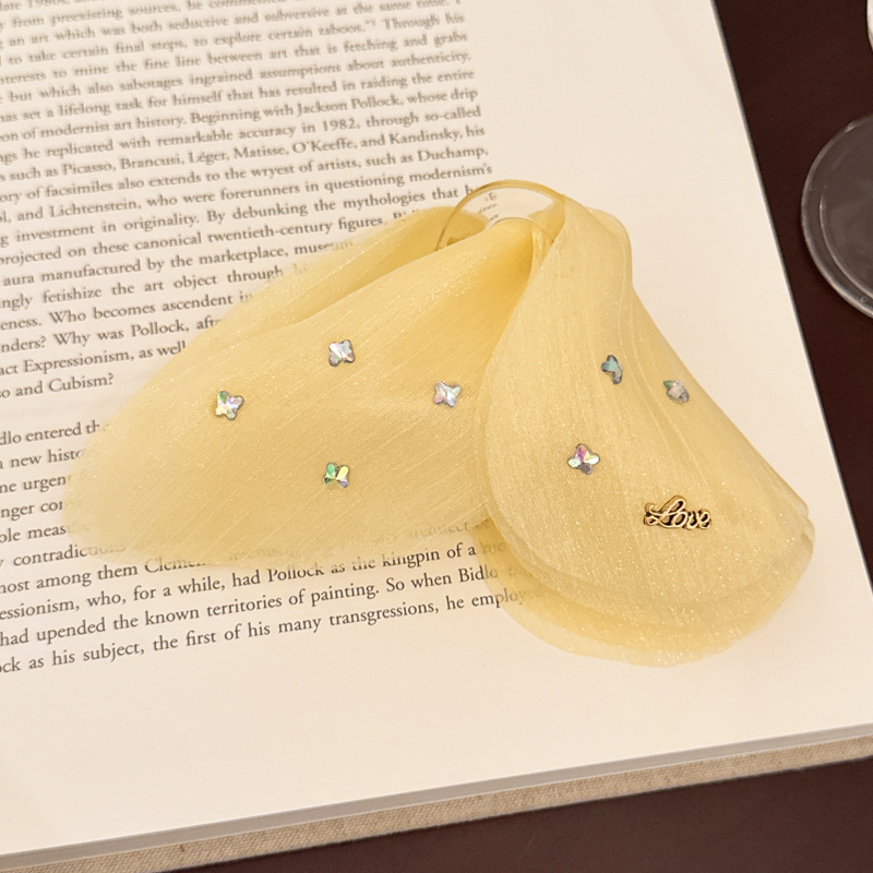 075 желтая заколка для хвоста в форме бабочки