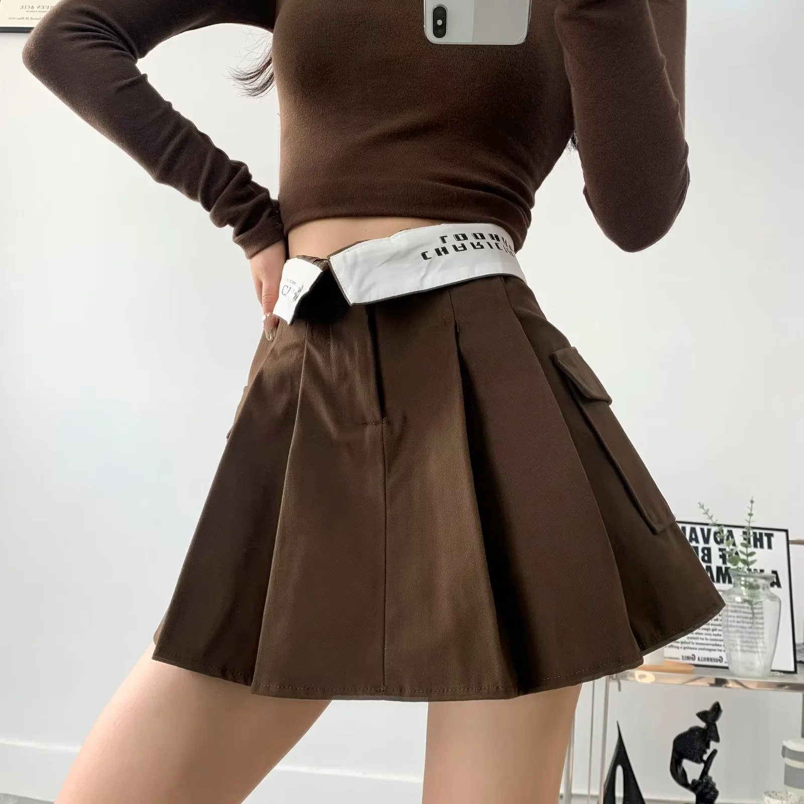 Summer Streetwear Letter Solid Color Polyester Above Knee Skirts display picture 8