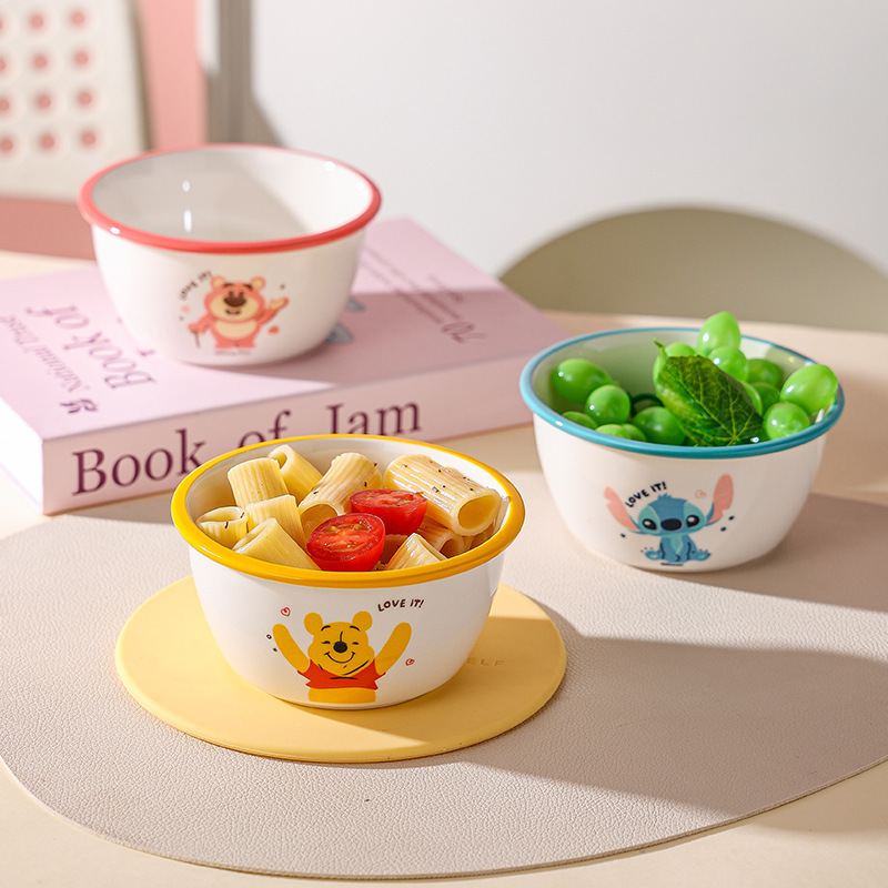 Disney nuevo Stilwell curioso para una persona comida platos de cerámica redondos cajas de regalo cubiertos de dibujos animados regalo de porcelana blanca