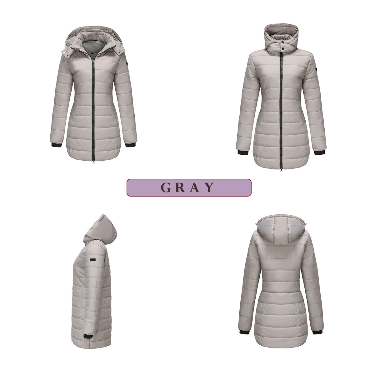 Abrigo de invierno para mujer con capucha extraíble parka impermeable_voghion.com