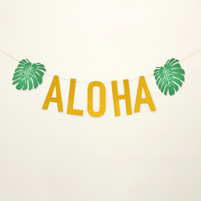 夏威夷派对装饰拉花用品 龟叶壳ALOHA闪粉拉花