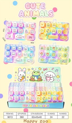 Cross-border 13-key stress-relief keyboard, cartoon multi-colored stress-relief toy, press-and-play keychain, backpack charm, wholesale