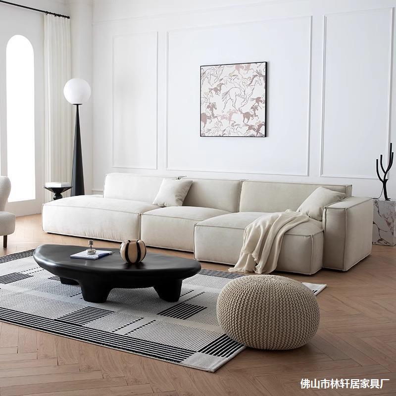 Winnie Sofa Frosted Fabric French White Cream Style Living Room Special-Shaped Tofu Block Flannel Fully Removable and Washable Sofa