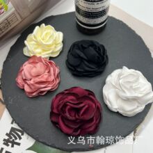 DIY烧边茶花发饰玫瑰绢纱花朵手工胸花配件鞋花服装辅料婚庆用花