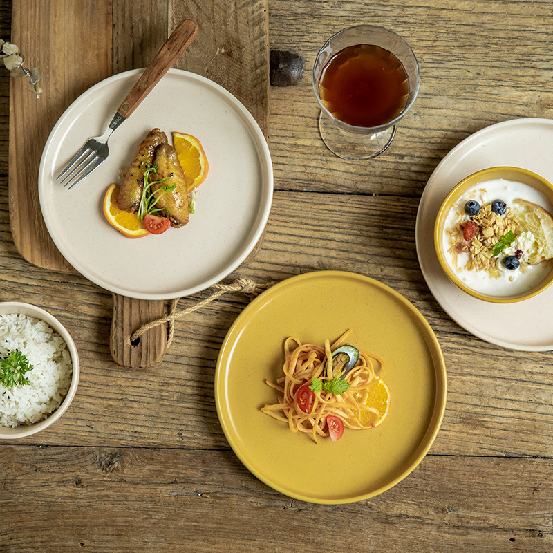 Vajilla de la serie Ike, cuencos de cerámica especiales retro, cuencos de arroz esmaltados de sésamo para el hogar, platos a juego, exportación transfronteriza